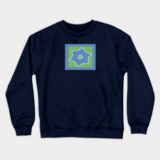 Blue Shooting Star Outlined in White with Green Background Crewneck Sweatshirt